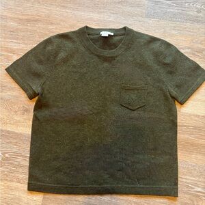 Vintage Y2K J Crew Short Sleeve Sweater Baby Tee Avocado Green M EUC